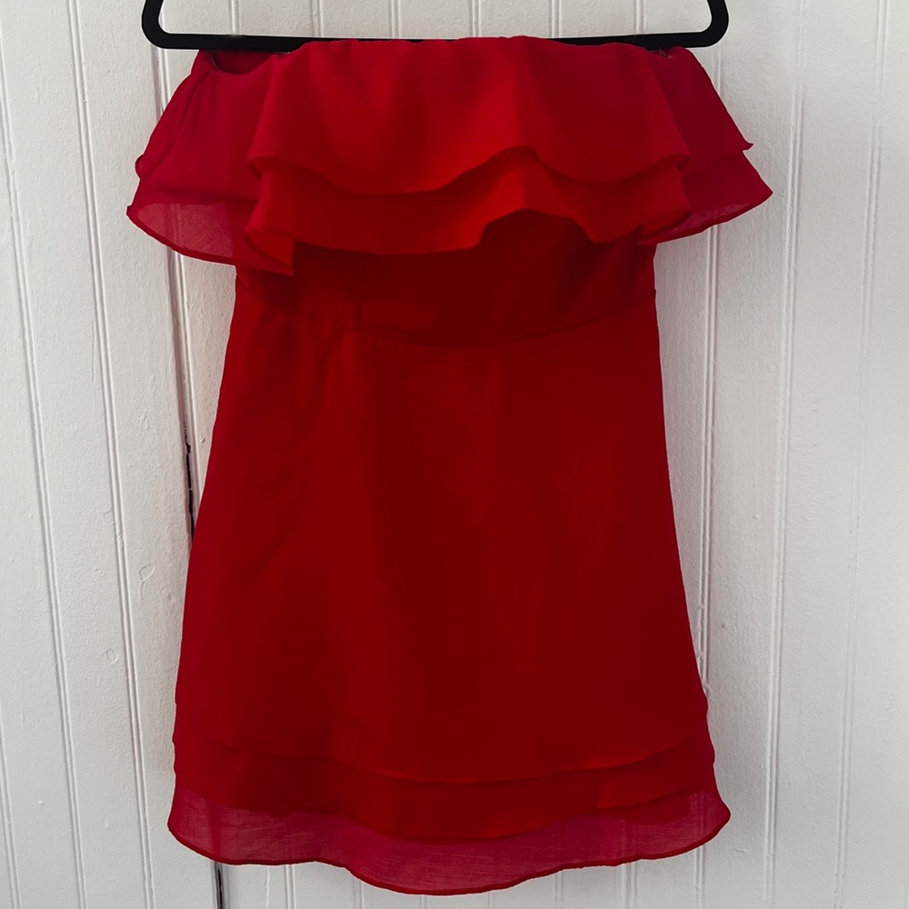 Do + Be Red Strapless Ruffle Dress - Size M